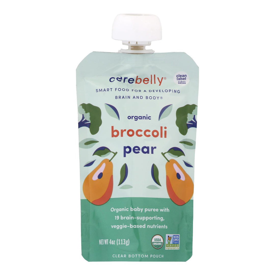 Cerebelly - Puree Broccoli Pear - Case Of 6-4 Oz - Maras Green