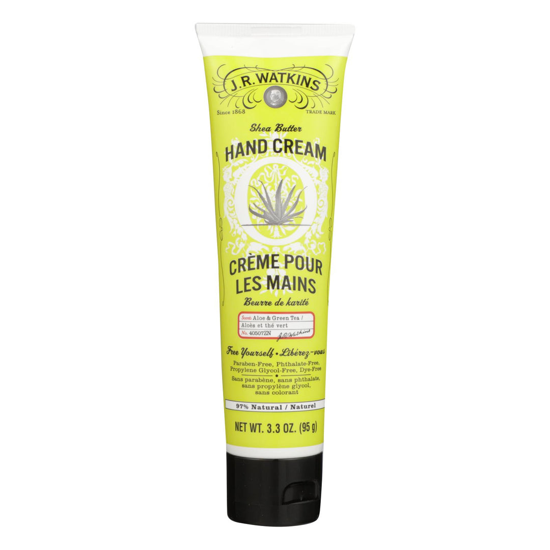 J.r. Watkins - Hand Cream Aloe And Green Tea - Case Of 3 - 3.3 Fz - Maras Green