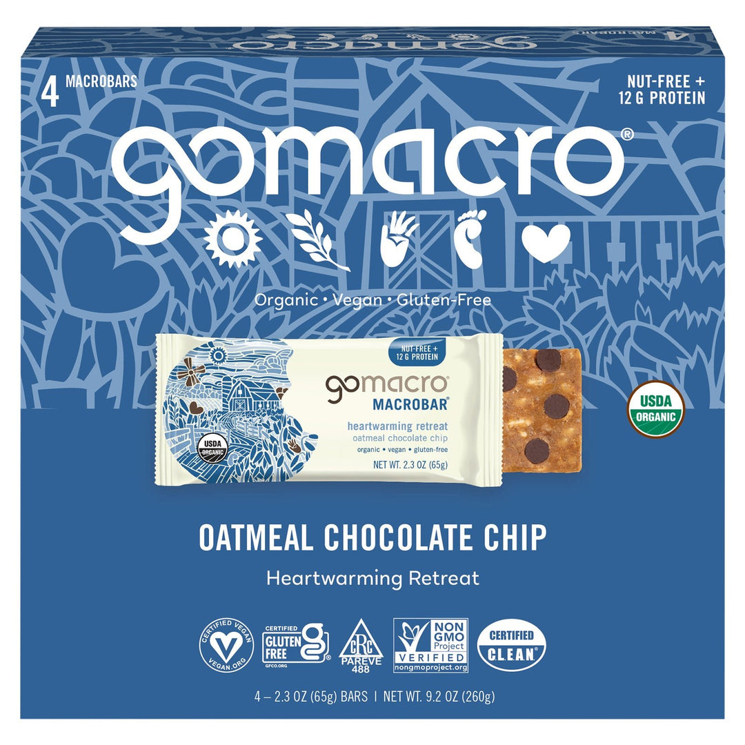 Gomacro - Bar Oatmeal Chocolate Chips - Case Of 7 - 4/2.3 Oz - Maras Green