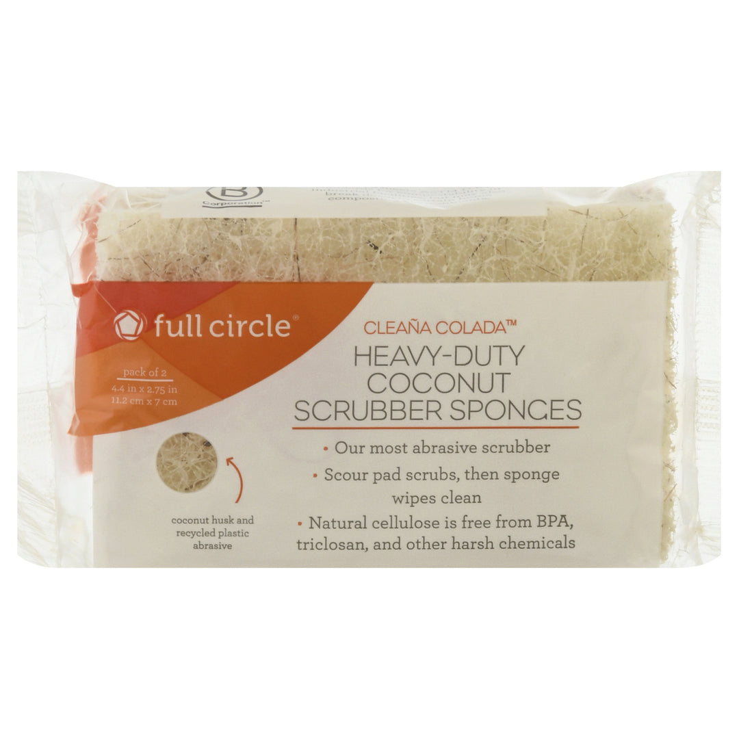 Full Circle Home - Coconut Scrubber Sponge 2pk - 1 Each-ct - Maras Green