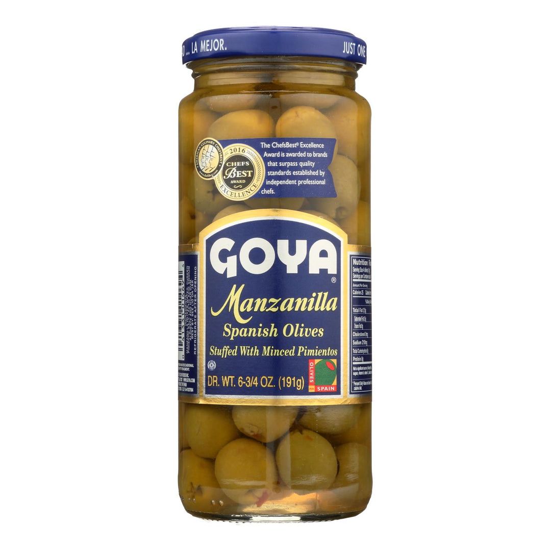 Goya - Olive Manzanilla Stuffed - Case Of 24-6.75 Oz - Maras Green