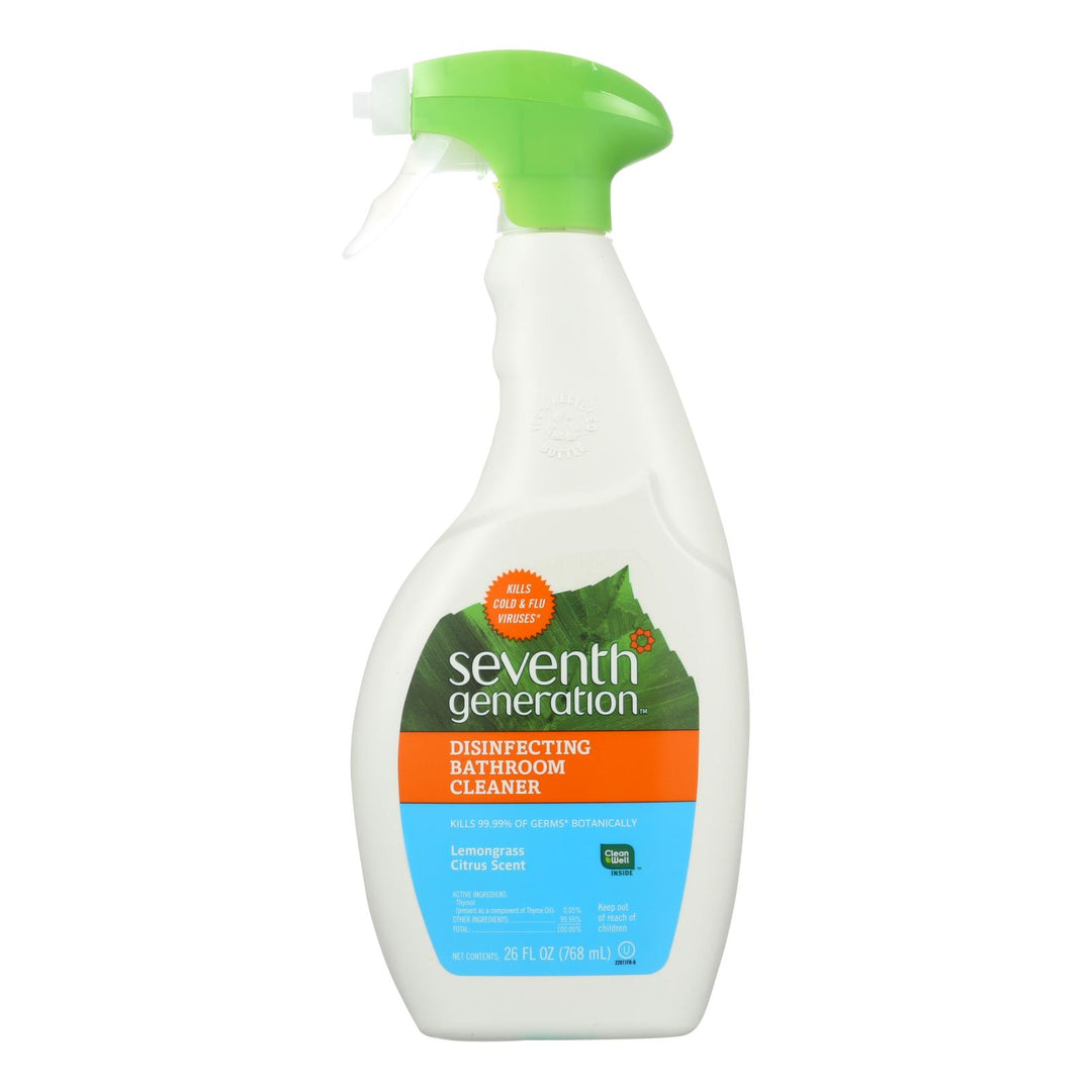 Seventh Generation Disinfecting Bathroom Cleaner - Lemongrass Thyme - Case Of 8 - 26 Fl Oz. - Maras Green
