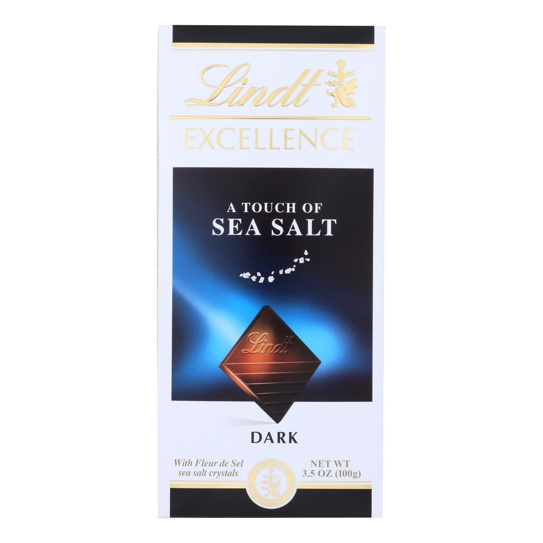 Lindt Chocolate Bar - Dark Chocolate - 47 Percent Cocoa - Excellence - Touch Of Sea Salt - 3.5 Oz Bars - Case Of 12 - Maras Green