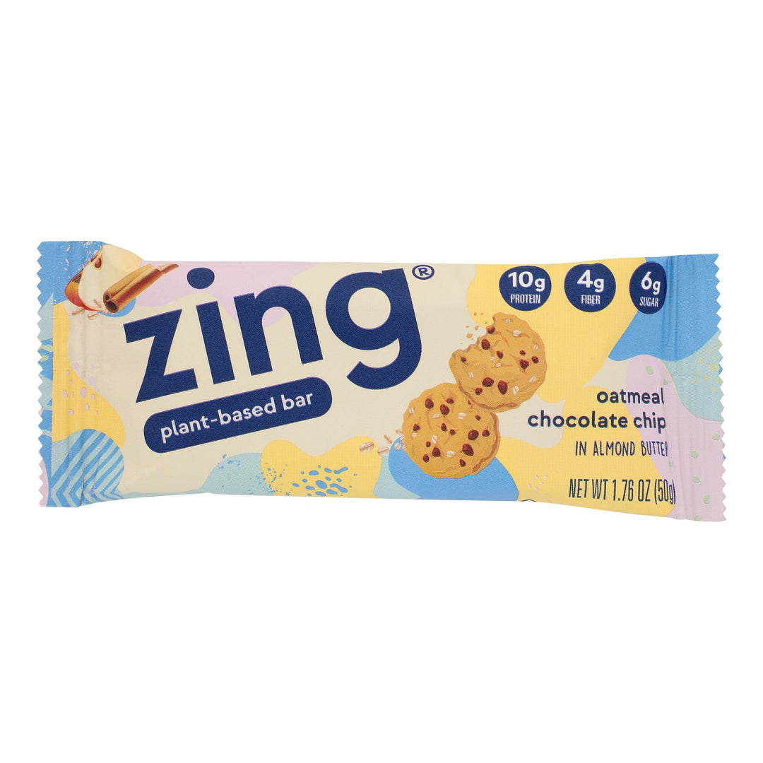 Zing Nutrition Bar - Oatmeal Chocolate Chip - Case Of 12 - 1.76 Oz. - Maras Green