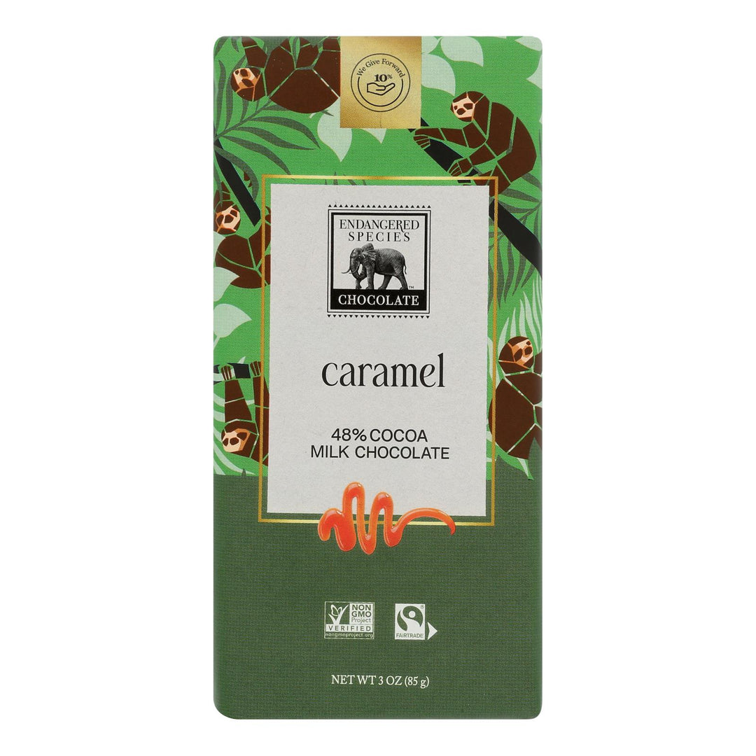 Endangered Species Chocolate - Chocolate Bar Milk Carml Sloth - Case Of 12 - 3 Oz - Maras Green