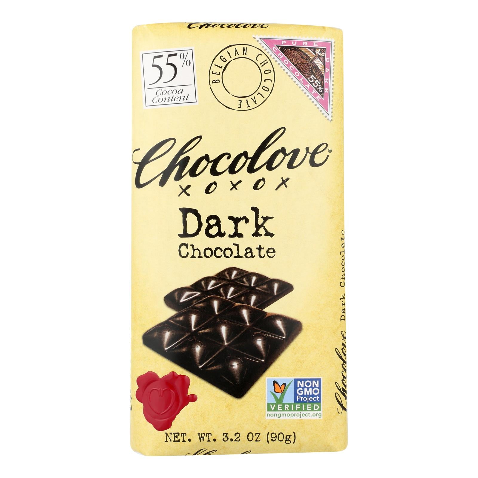 Chocolove Xoxox - Premium Chocolate Bar - Dark Chocolate - Pure - 3.2 Oz Bars - Case Of 12 - Maras Green