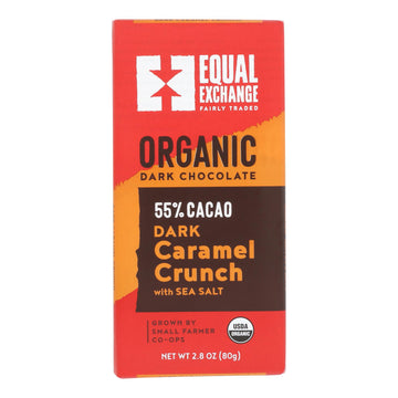 Equal Exchange Organic Milk Chocolate Bar - Caramel Crunch With Sea Salt - Case Of 12 - 2.8 Oz. - Maras Green