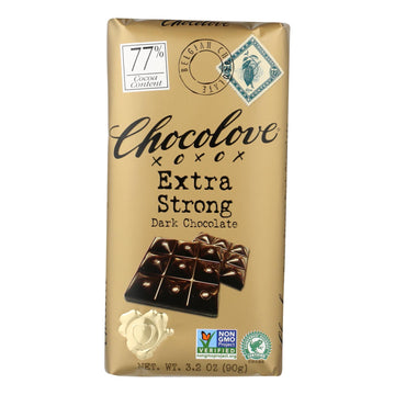Chocolove Xoxox - Premium Chocolate Bar - Dark Chocolate - Extra Strong - 3.2 Oz Bars - Case Of 12 - Maras Green