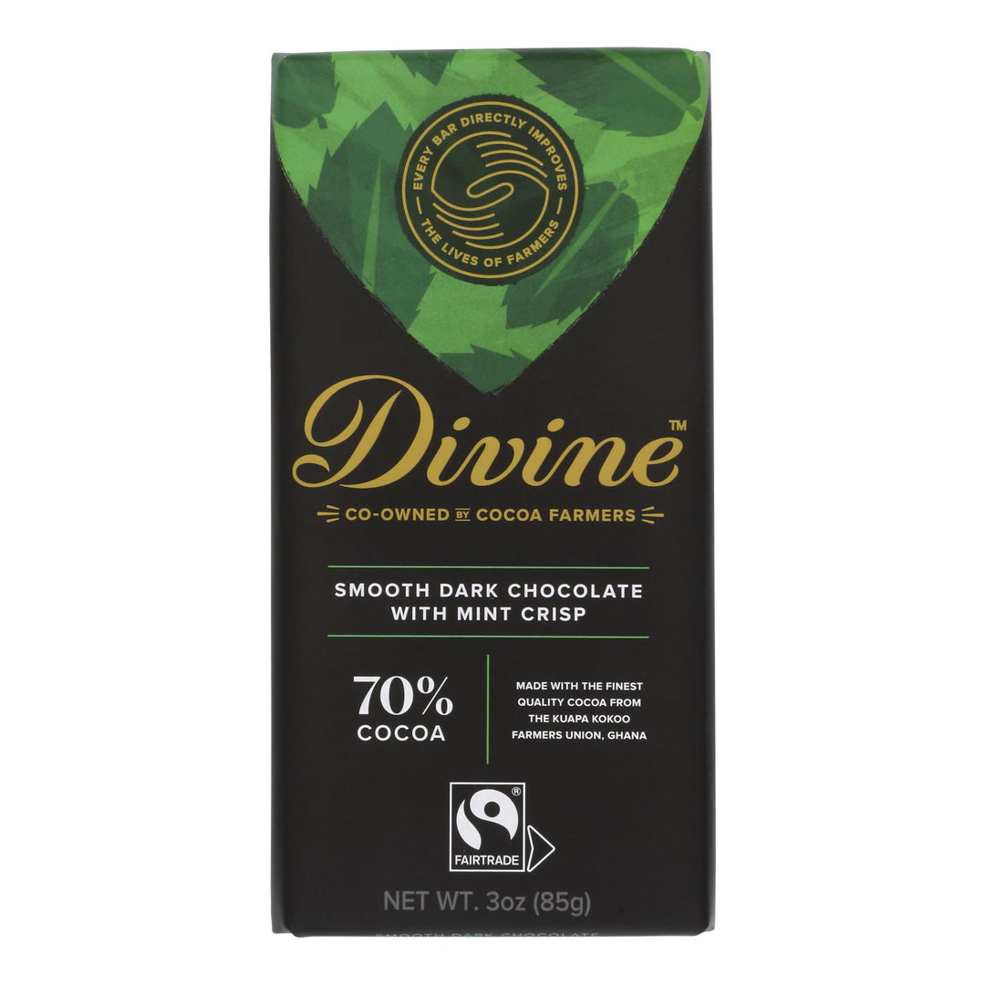 Divine - Bar Chocolate Dark W/mint Crisp - Case Of 12 - 3 Oz - Maras Green