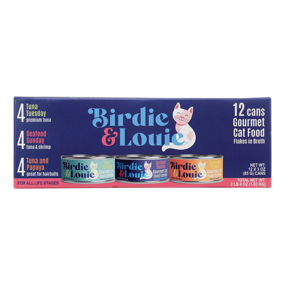 Birdie And Louie - Cat Food Wet 3 Varieties - Case Of 6-12 Count - Maras Green