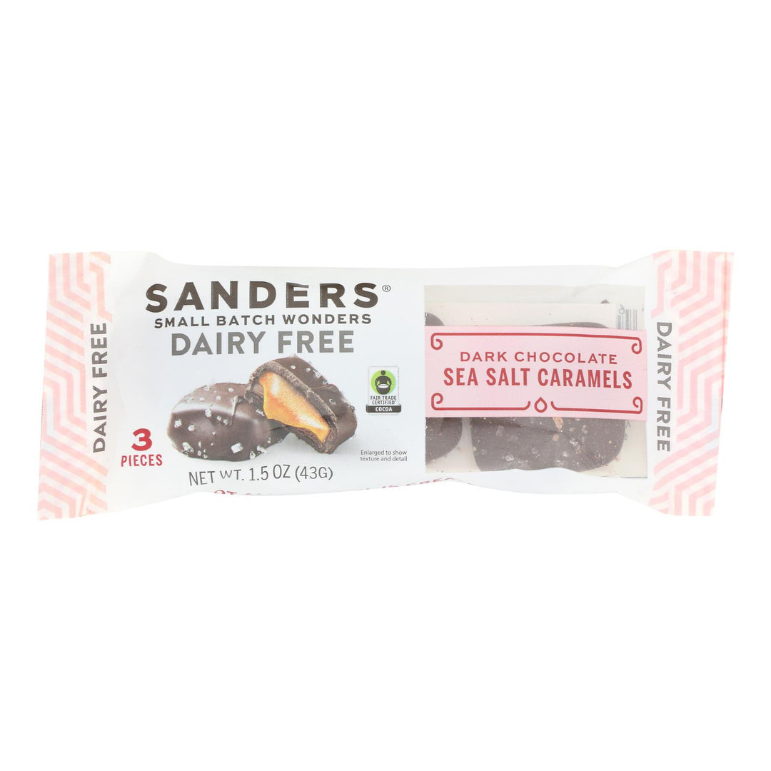 Sanders - Caramels Dark Chocolate Sea Salt - Case Of 8 - 1.5 Ounces - Maras Green