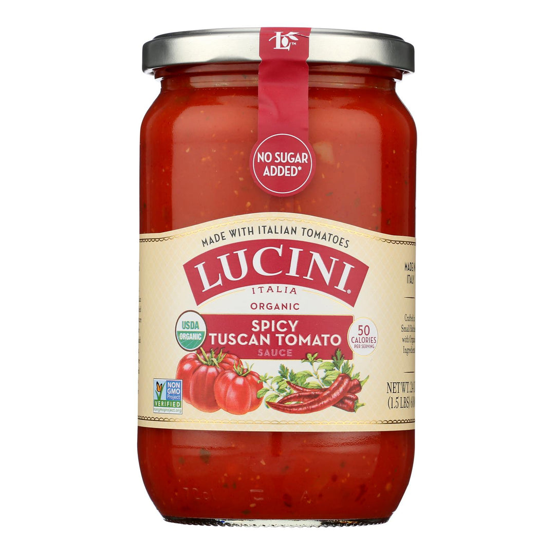 Lucini Italia - Pasta Sauce Organic Spicy Tuscan - Case Of 6 - 24 Fluid Ounces - Maras Green