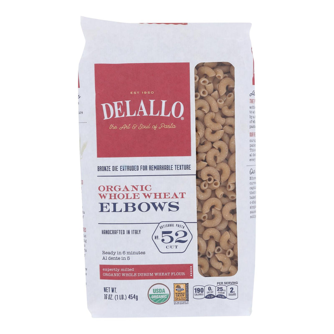 Delallo - Pasta Organic Elbows Whole Wheat