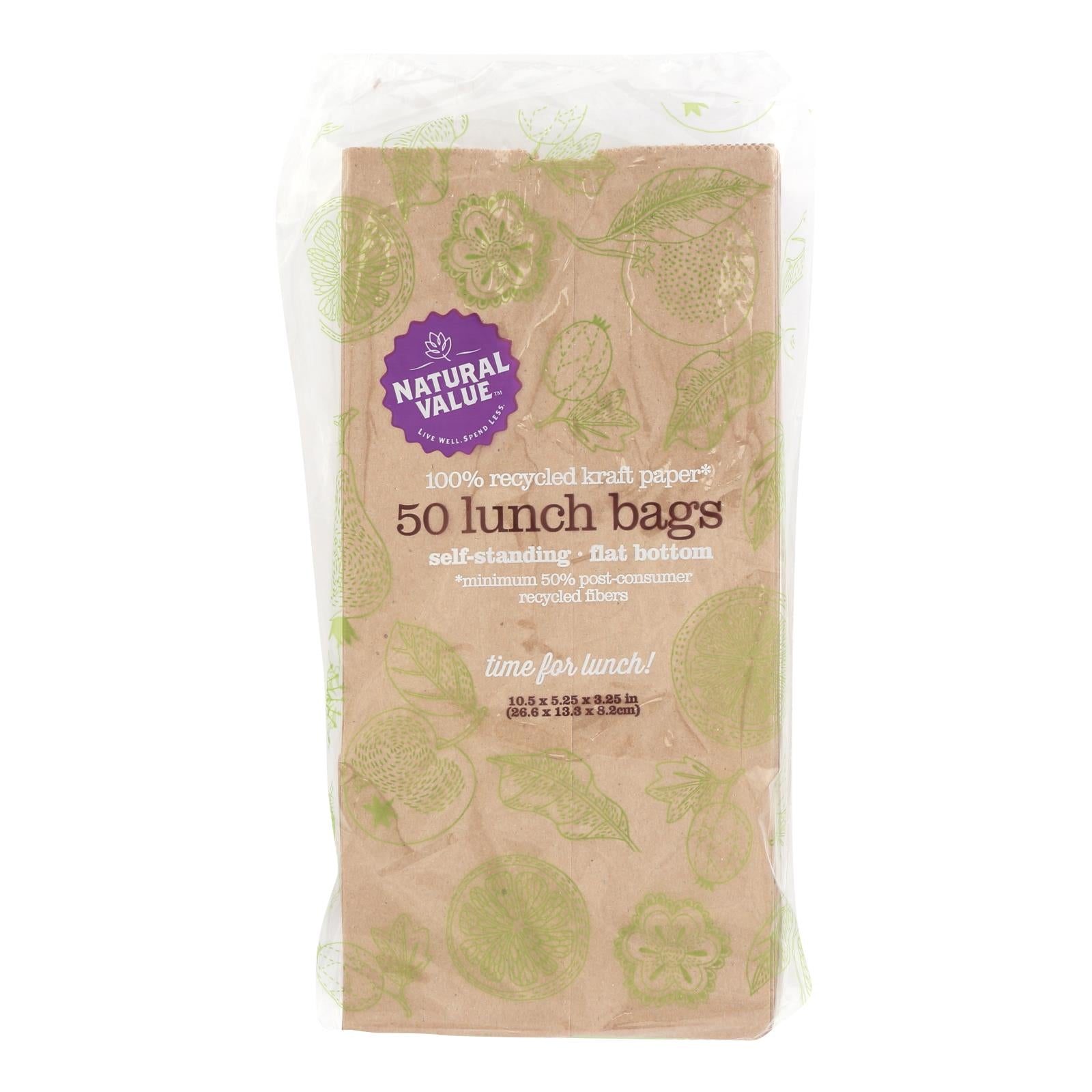 Natural Value - Lunch Bags Recyc - Case Of 24 - 50 Ct - Maras Green