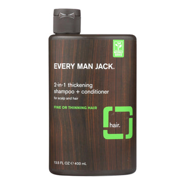 Every Man Jack 2 In 1 Shampoo Plus Conditioner - Thickening - Scalp And Hair - Fine Or Thinning Hair - 13.5 Oz - Maras Green