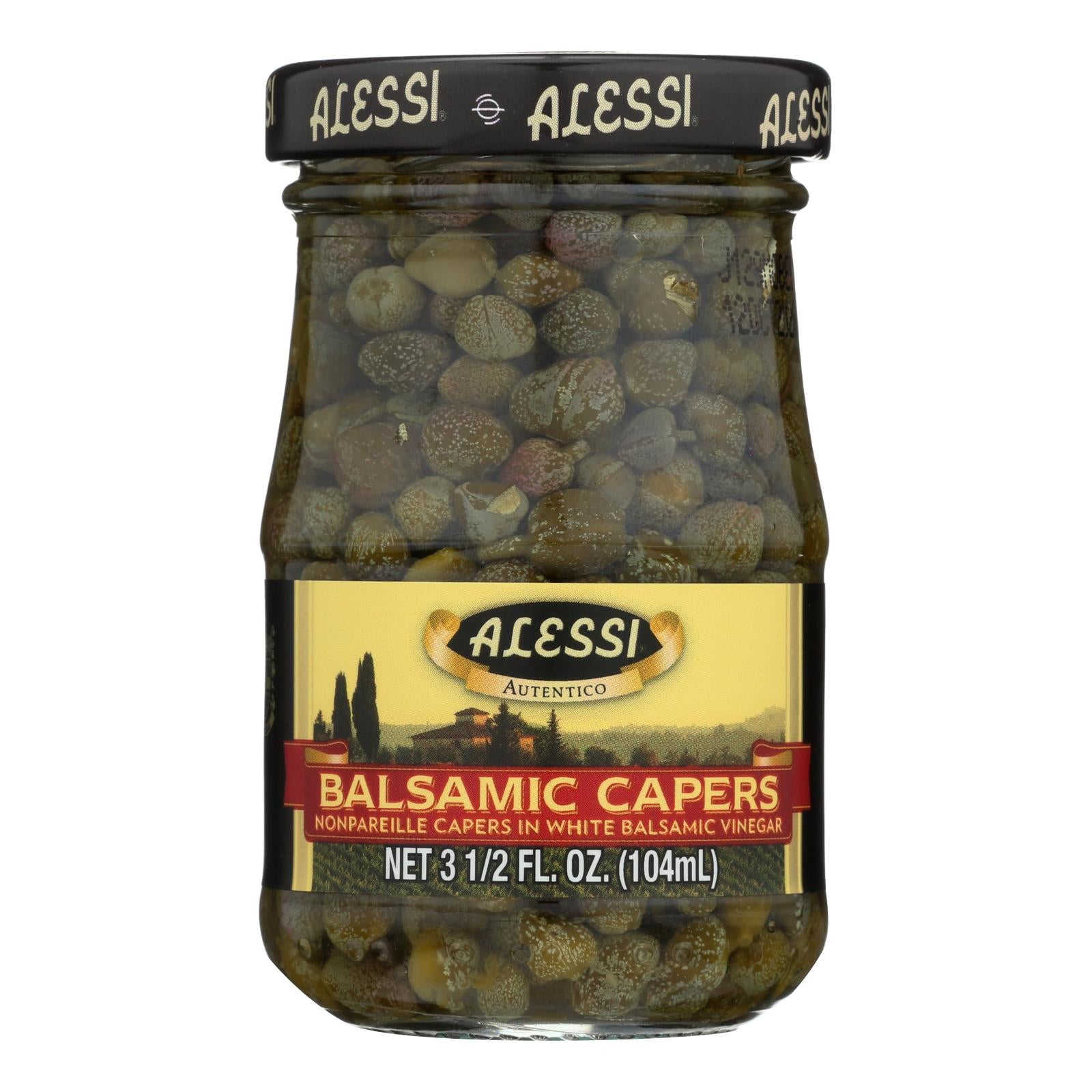 Alessi - Capers In White Balsamic Vinegar - 3.5 Oz - Case Of 6 - Maras Green