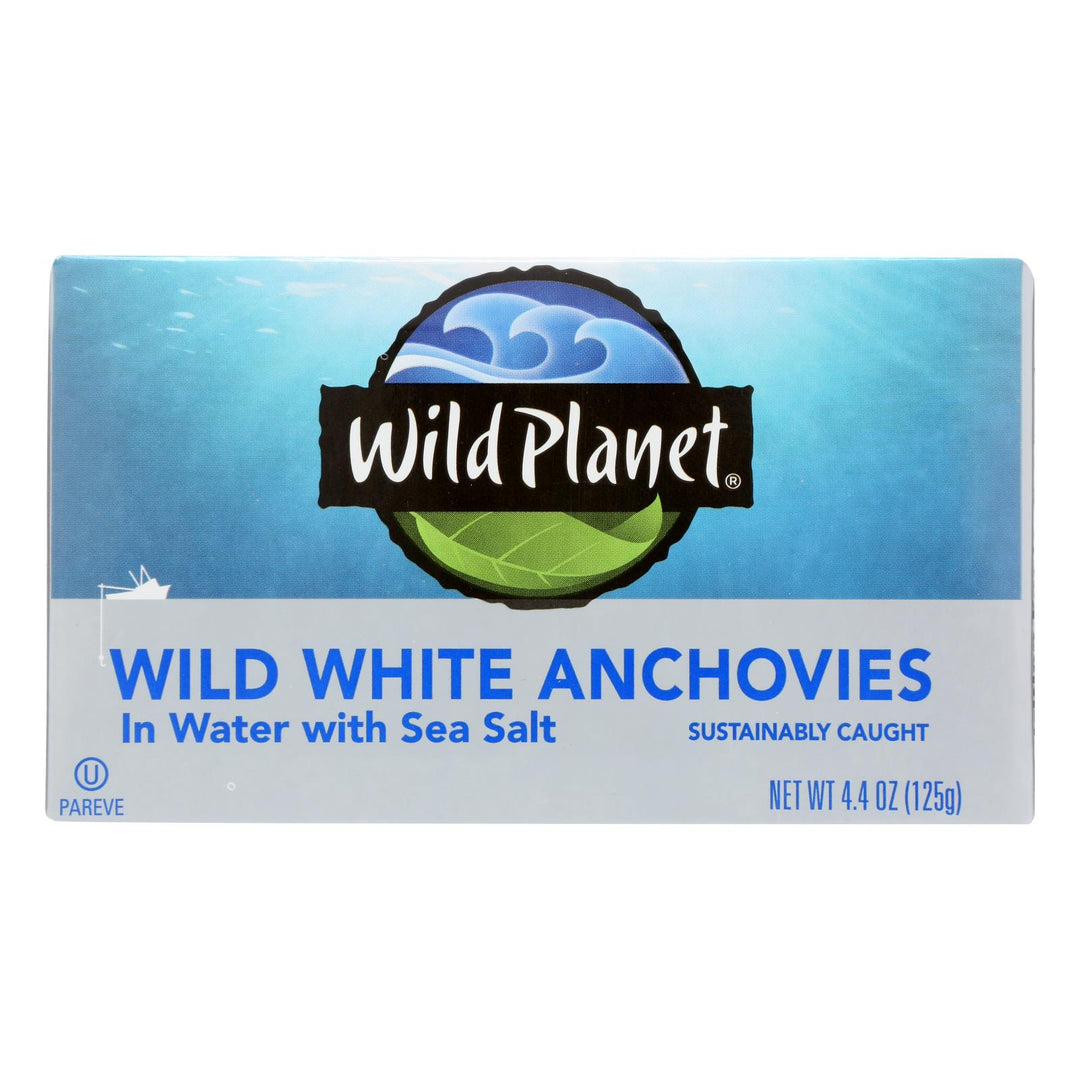 Wild Planet White Anchovies - In Water - Case Of 12 - 4.4 Oz - Maras Green