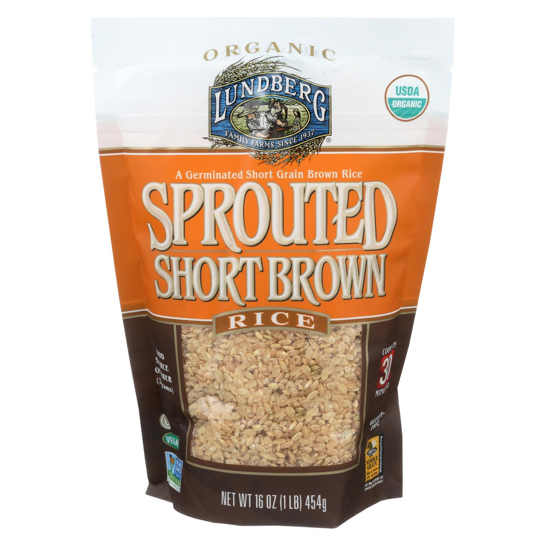 Lundberg Family Farms Sprouted Short Brown Rice - Case Of 6 - 1 Lb. - Maras Green