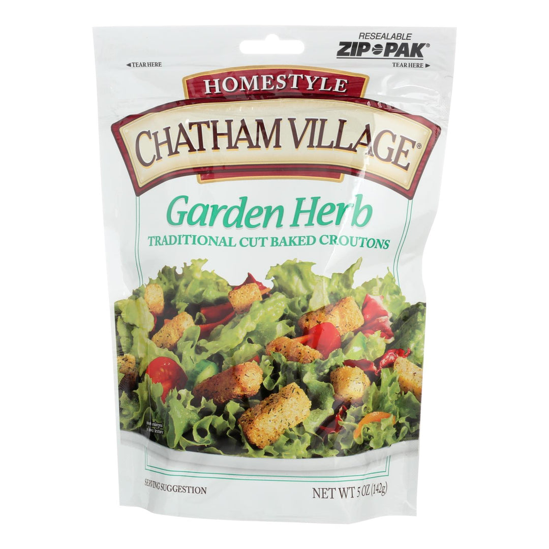 Chatham Village Traditional Cut Croutons - Garden Herb - Case Of 12 - 5 Oz. - Maras Green