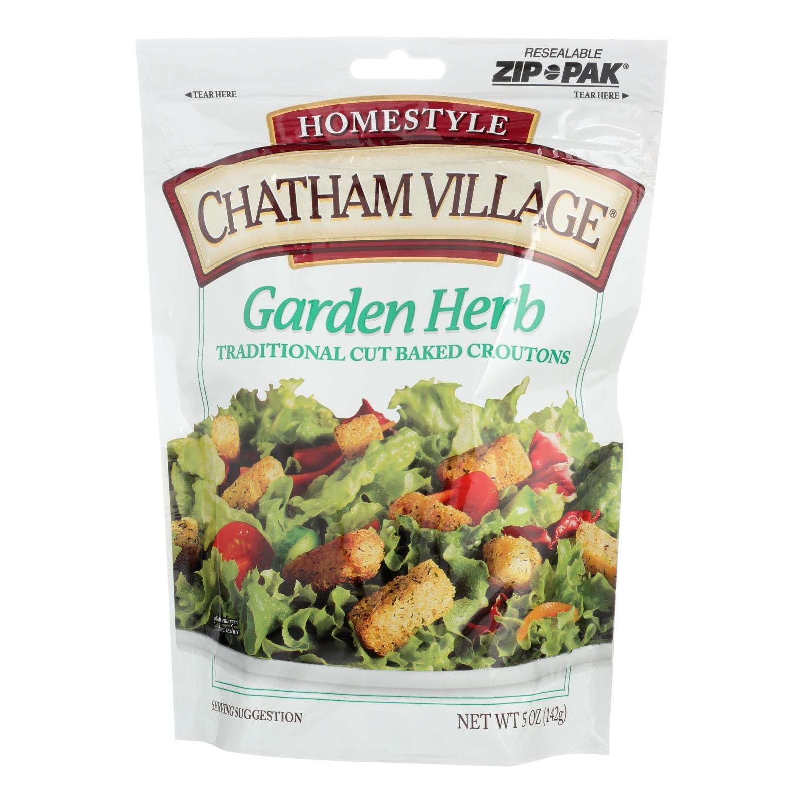 Chatham Village Traditional Cut Croutons - Garden Herb - Case Of 12 - 5 Oz. - Maras Green