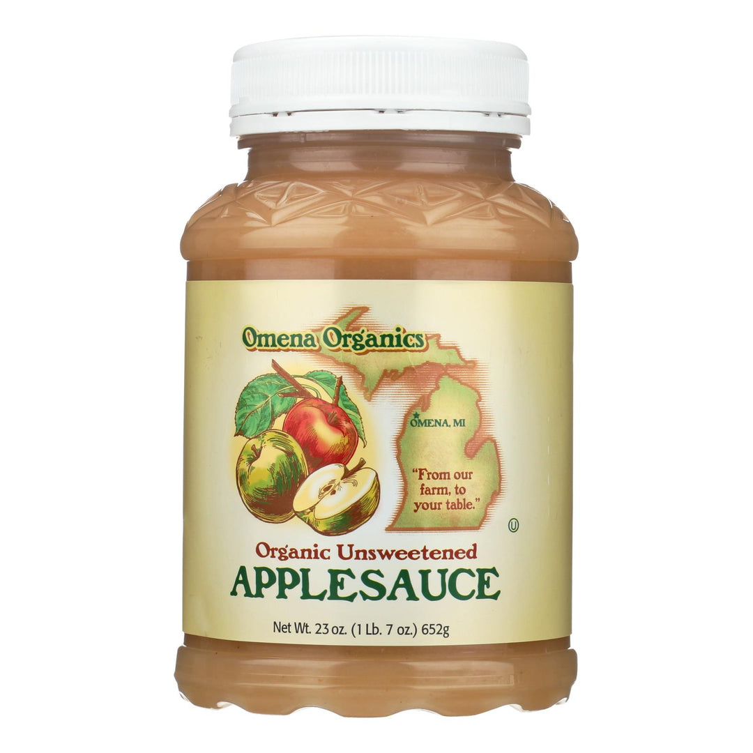 Omena Organics Apple Sauce - Organic - Unsweetend - Case Of 12 - 23 Oz - Maras Green