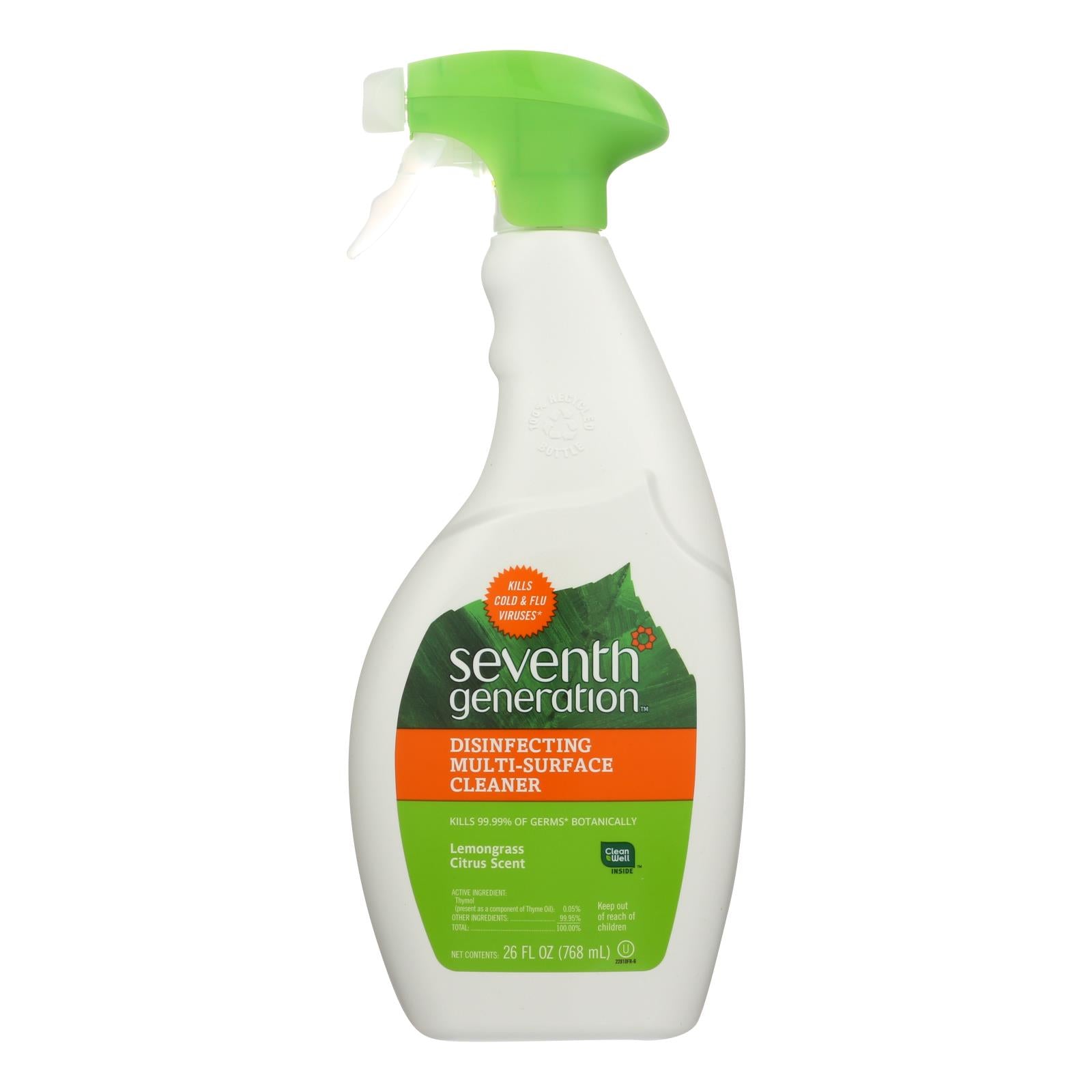 Seventh Generation All Purpose Natural Cleaner - Free And Clear - Case Of 8 - 26 Fl Oz. - Maras Green