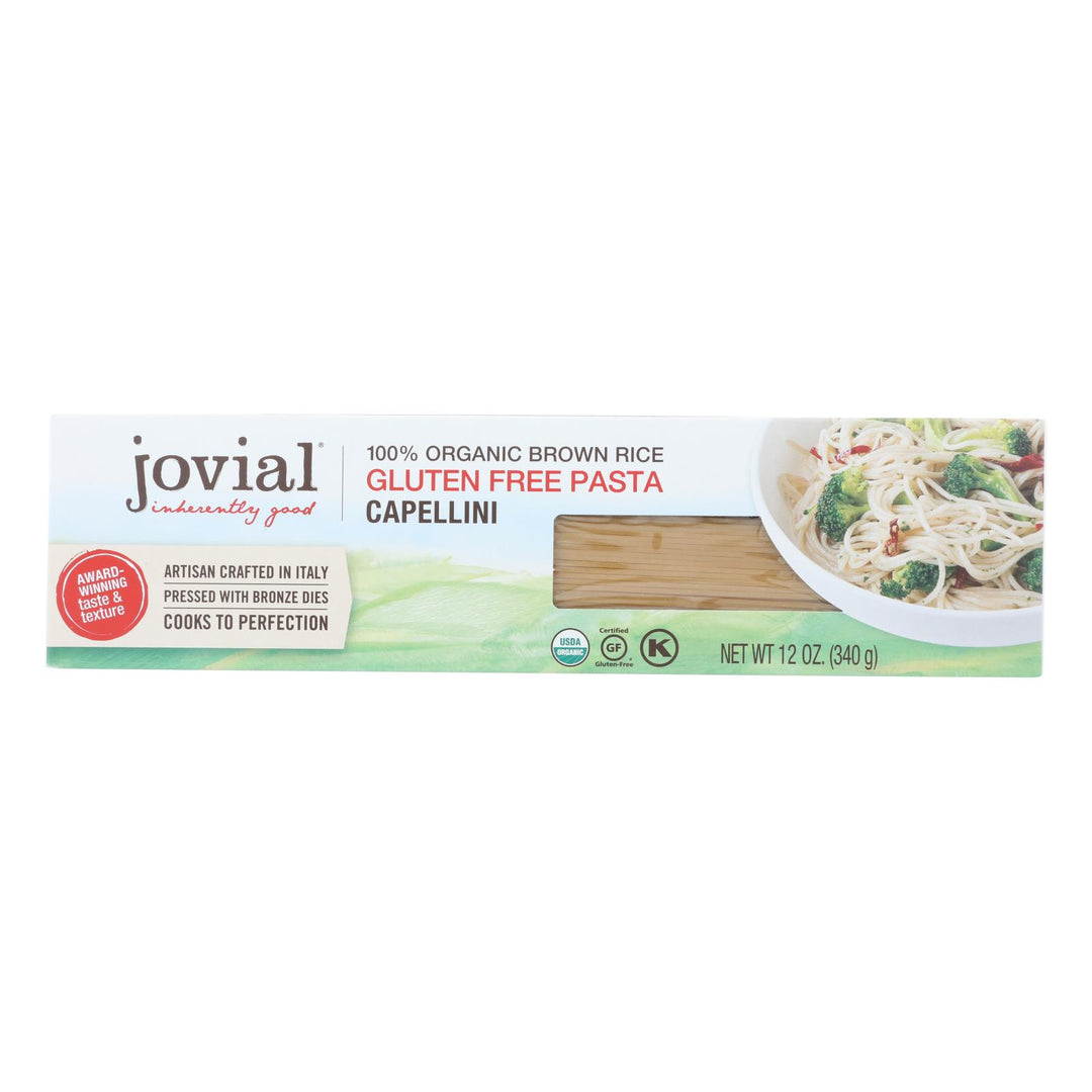 Jovial - Gluten Free Brown Rice Pasta - Capellini - Case Of 12 - 12 Oz. - Maras Green