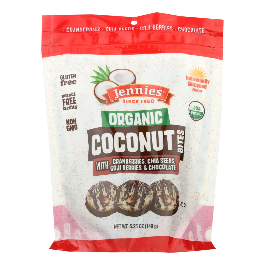 Jennies Coconut Bites - Organic - Cranberry Goji - Case Of 6 - 5.25 Oz - Maras Green