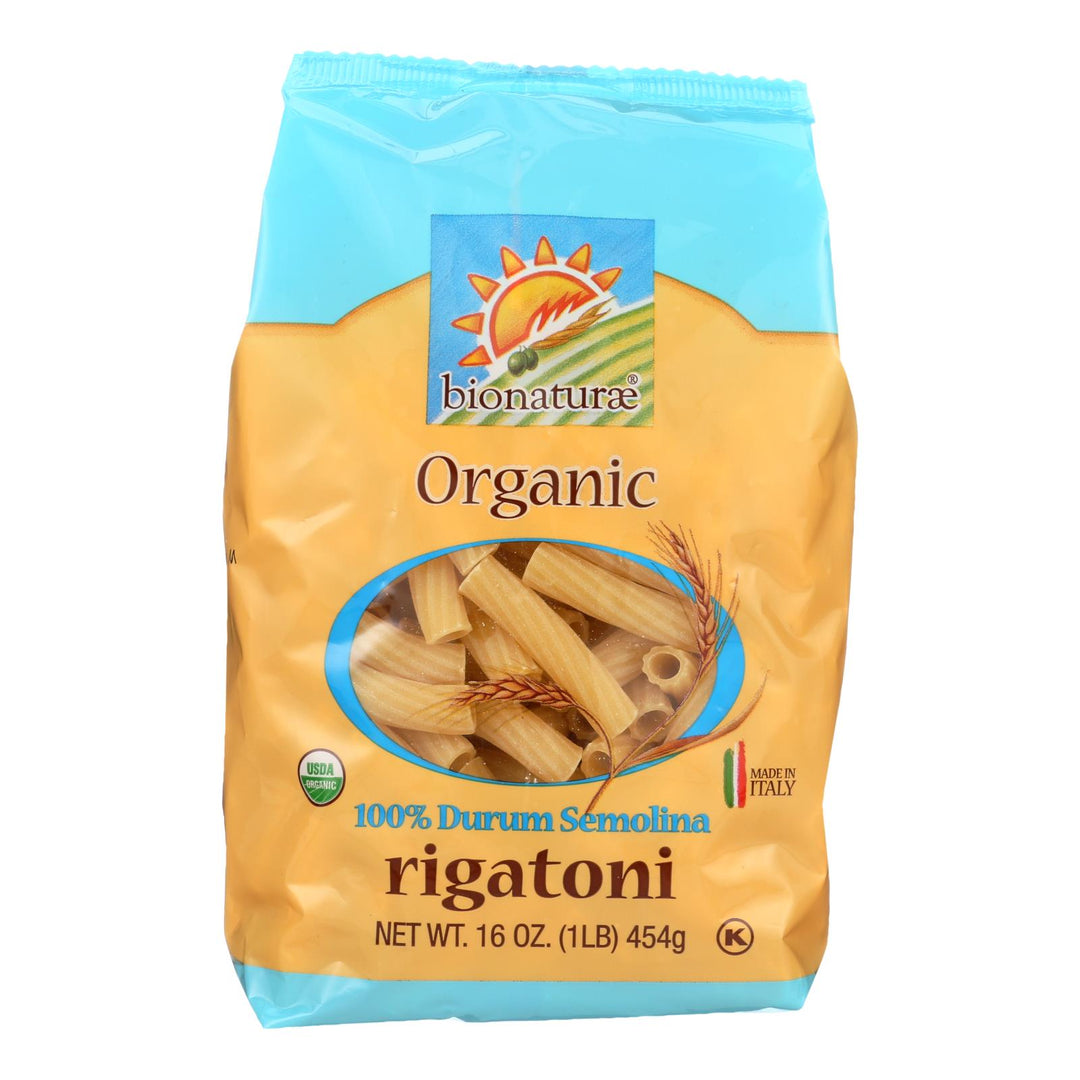 Bionaturae Pasta - Organic Durum Semolina Rigatoni - Case Of 12 - 16 Oz. - Maras Green