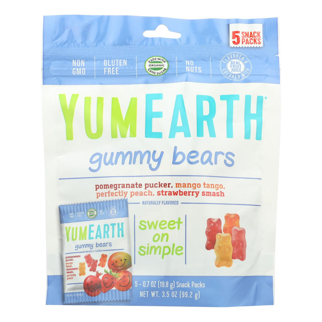 Yumearth Organics Organic Gummy Bear - Snack - Case Of 12 - 0.7 Oz. - Maras Green