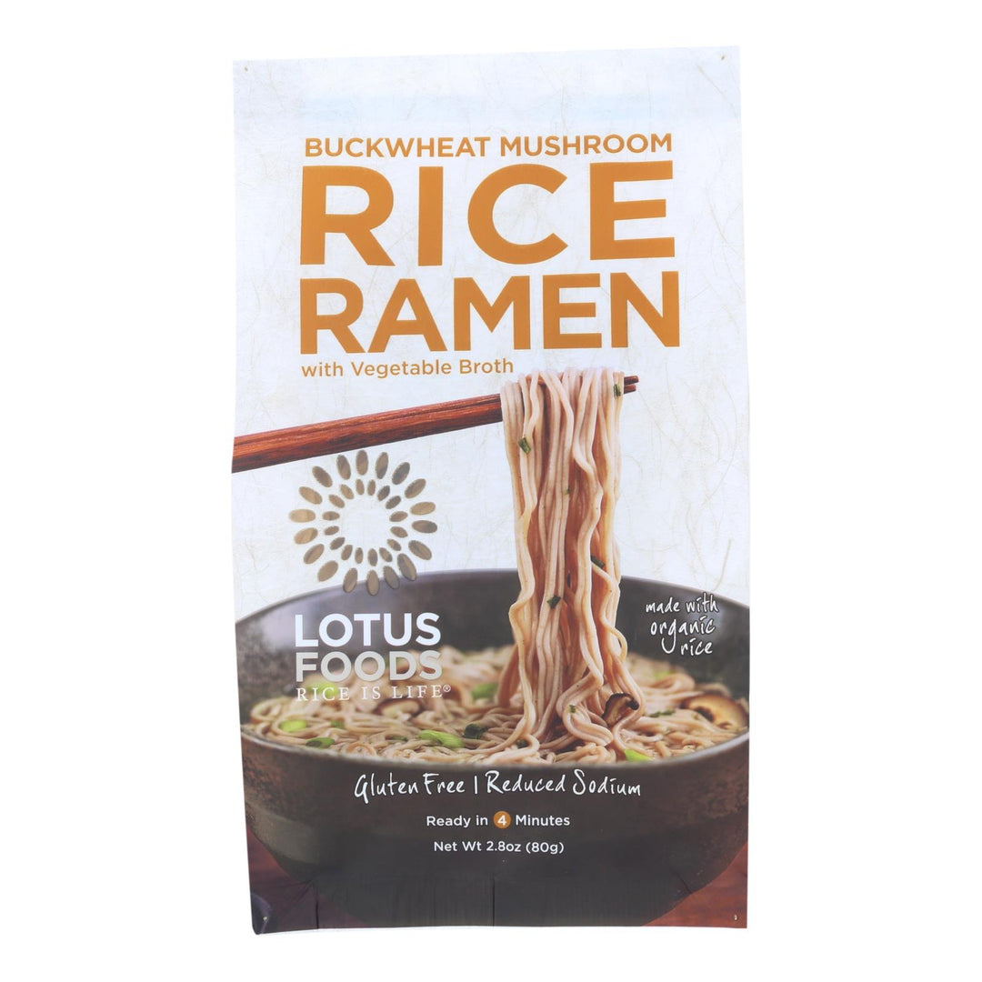 Lotus Foods Buckwheat Mushroom Brown Rice Ramen With Vegetable Soup - Case Of 10 - 2.8 Oz. - Maras Green