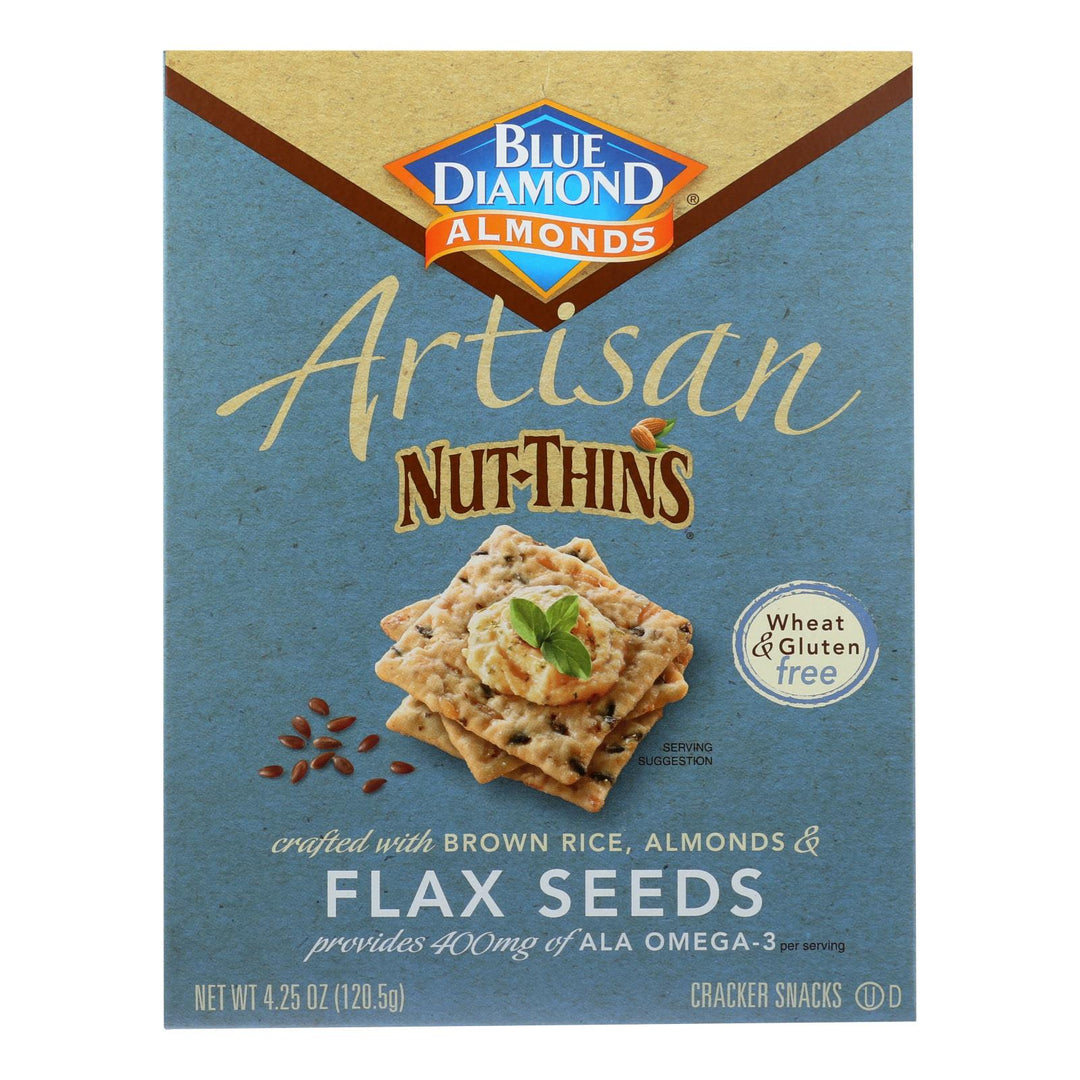 Blue Diamond - Artesion Nut Thins - Flax Seed - Case Of 12 - 4.25 Oz. - Maras Green