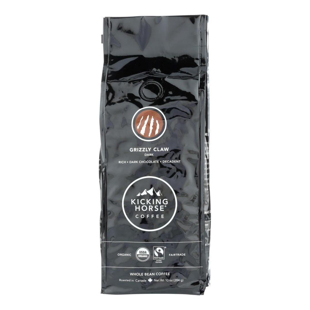 Kicking Horse Coffee - Organic - Whole Bean - Grizzly Claw - Dark Roast - 10 Oz - Case Of 6 - Maras Green
