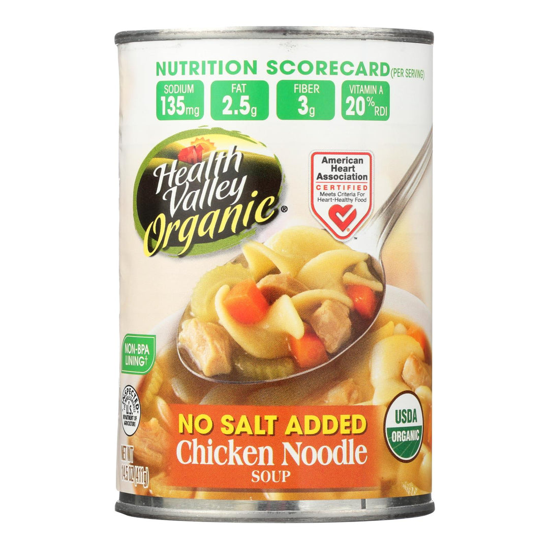Health Valley Organic Soup - Chicken Noodle No Salt Added - Case Of 12 - 14.5 Oz. - Maras Green