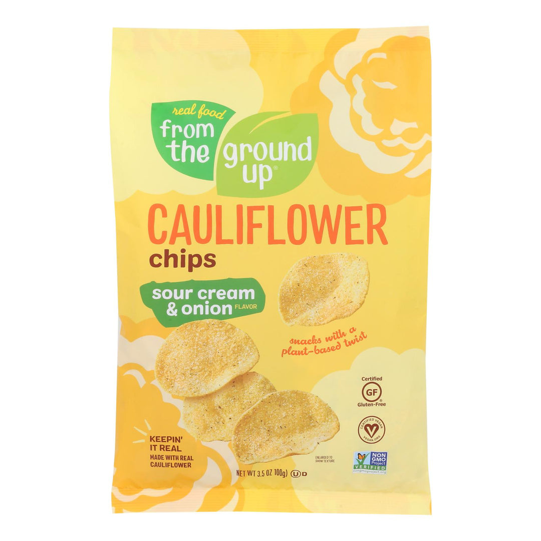 From The Ground Up Sour Cream & Onion Cauliflower Chips - Case Of 12 - 3.5 Oz - Maras Green