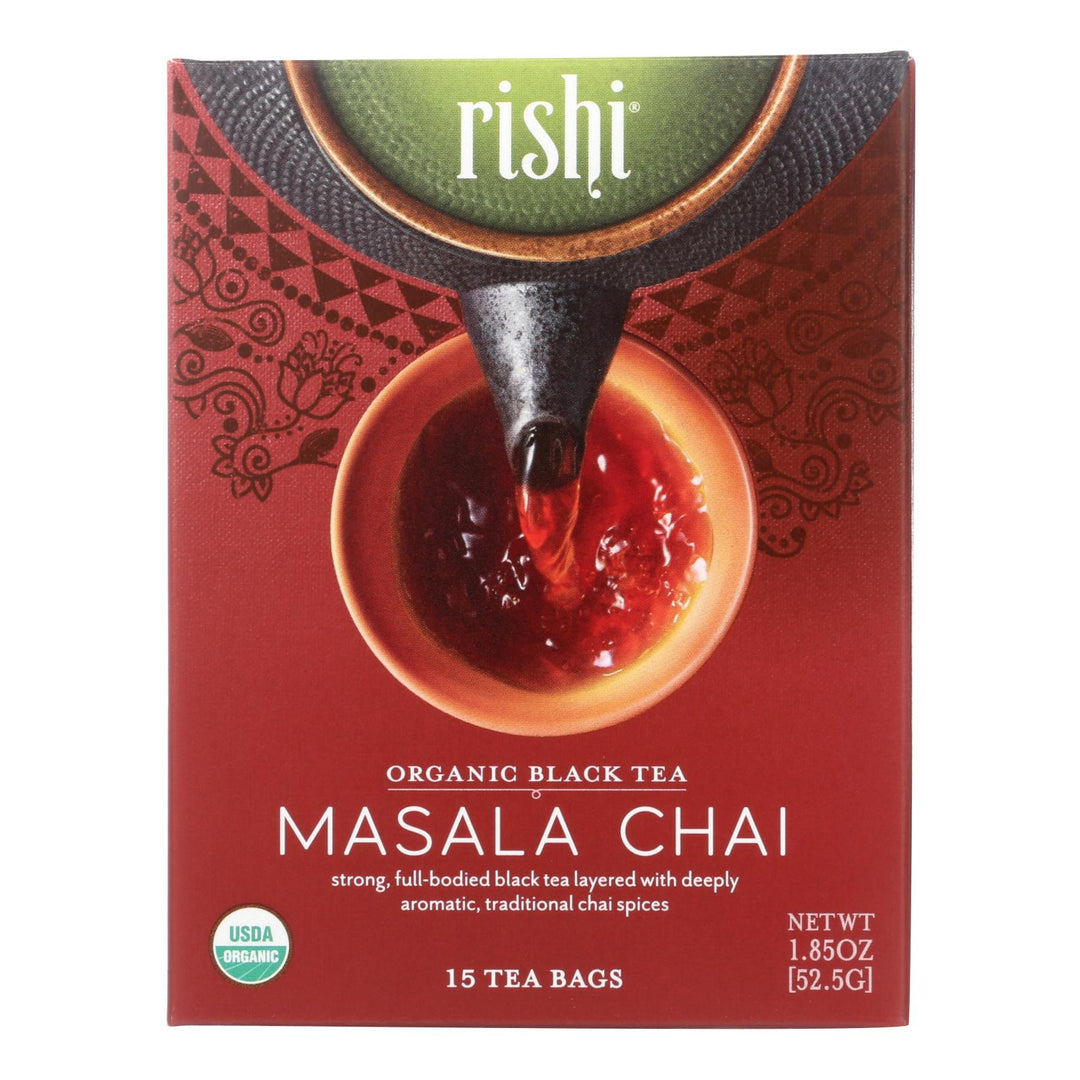 Rishi Organic Tea - Masala Chai - Case Of 6 - 15 Bags - Maras Green