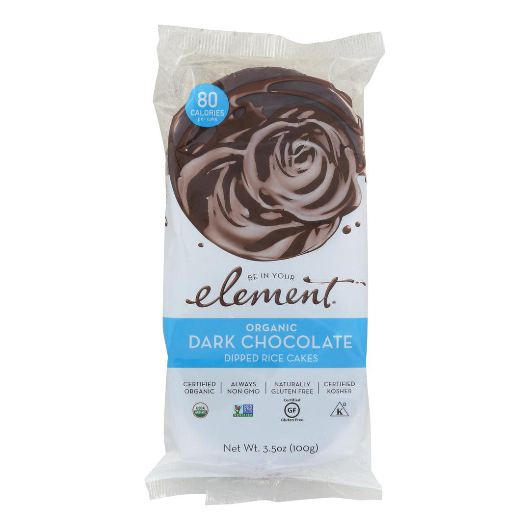 Element Organic Dipped Rice Cakes - Dark Chocolate - Case Of 6 - 3.5 Oz - Maras Green