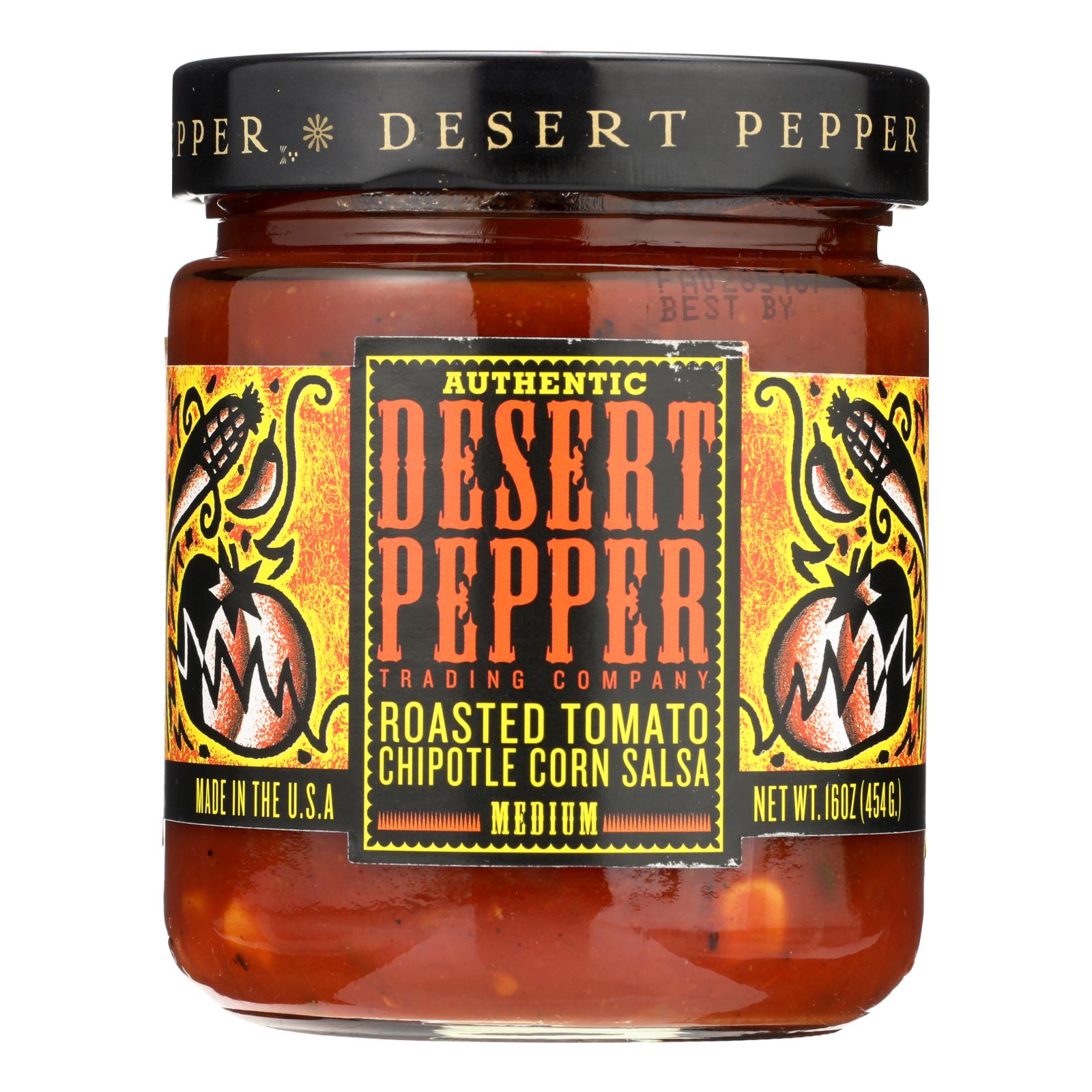 Desert Pepper Trading - Medium Hot Roasted Tomato Chipotle Corn Salsa - Case Of 6 - 16 Oz. - Maras Green