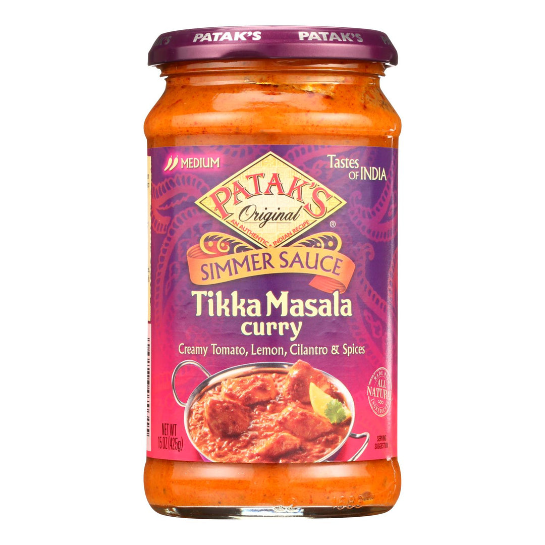 Pataks Simmer Sauce - Tikka Masala Curry - Medium - 15 Oz - Case Of 6 - Maras Green