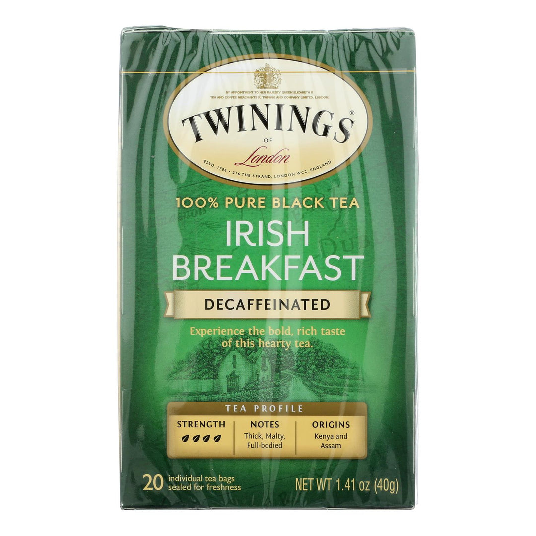 Twinings Tea Breakfast Tea - Irish Decaf - Case Of 6 - 20 Bags - Maras Green