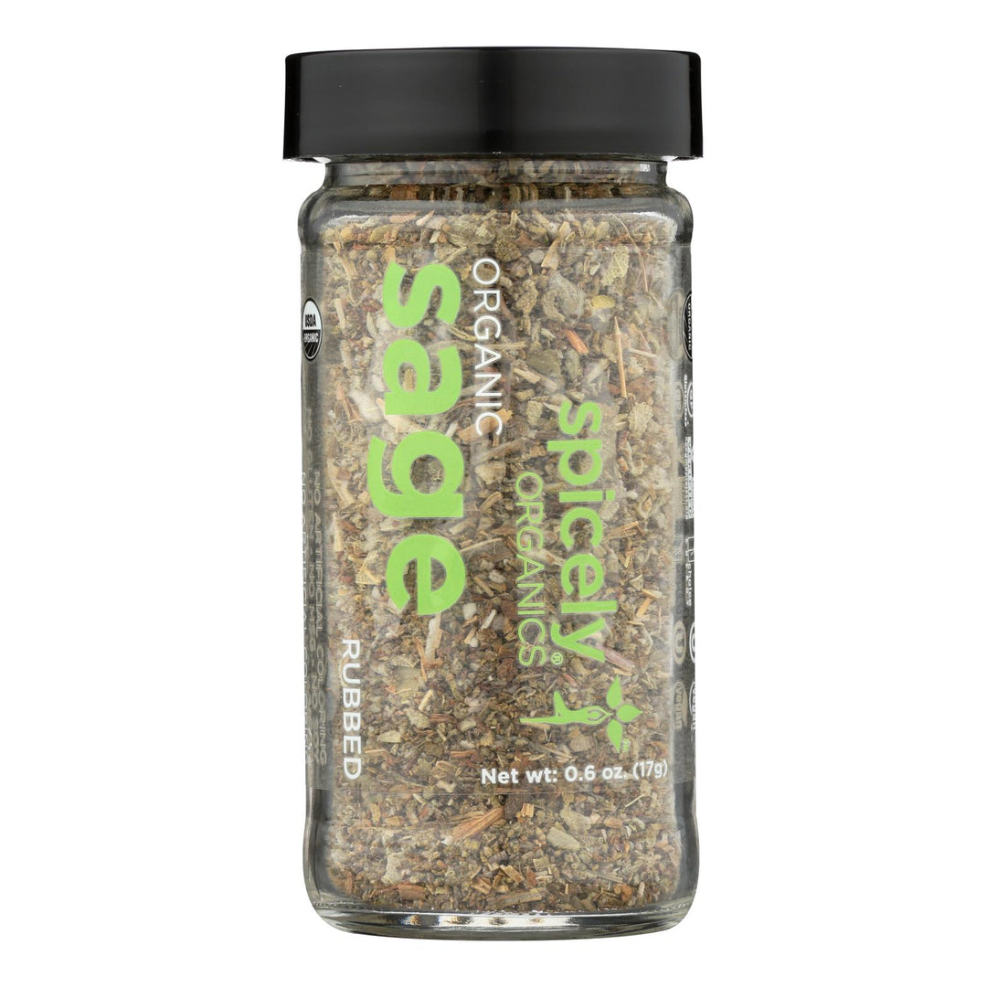 Spicely Organics - Organic Sage - Rubbed - Case Of 3 - 0.4 Oz. - Maras Green