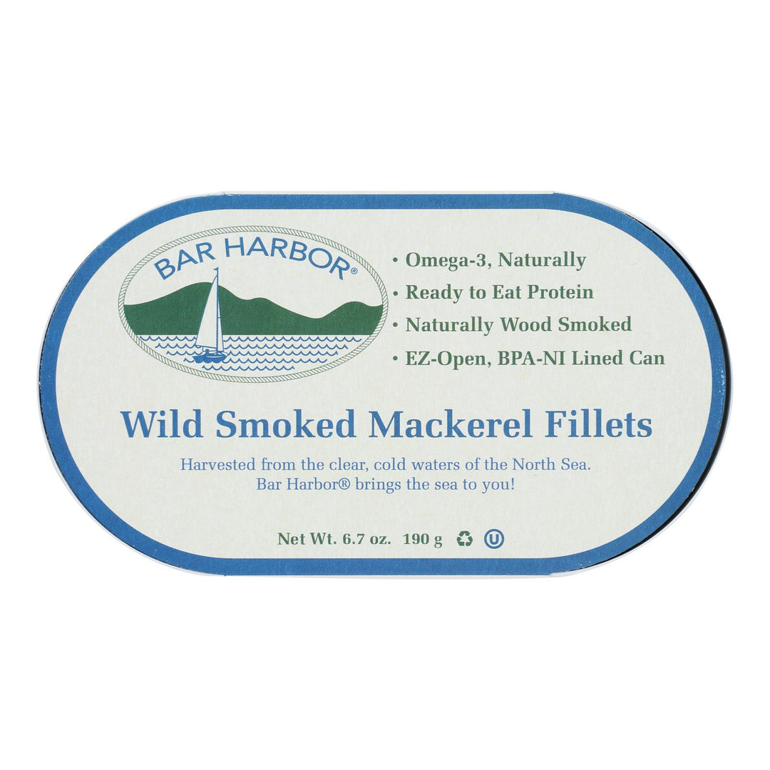 Bar Harbor - Mackerel Fillets Wild Smoked - Case Of 12 - 6.7 Oz - Maras Green