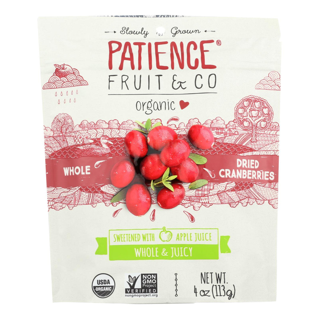 Patience Fruit And Co Whole Cranberries - Dried - Case Of 8 - 4 Oz - Maras Green