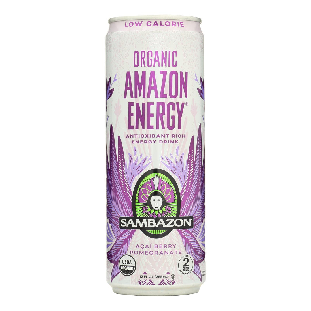 Sambazon Organic Amazon Energy Drink - Low Calorie - Case Of 12 - 12 Fl Oz - Maras Green