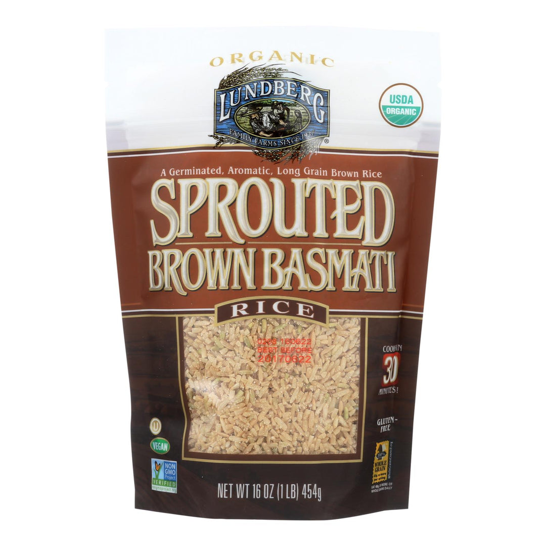 Lundberg Family Farms Sprouted Brown Basmati Rice - Case Of 6 - 1 Lb. - Maras Green