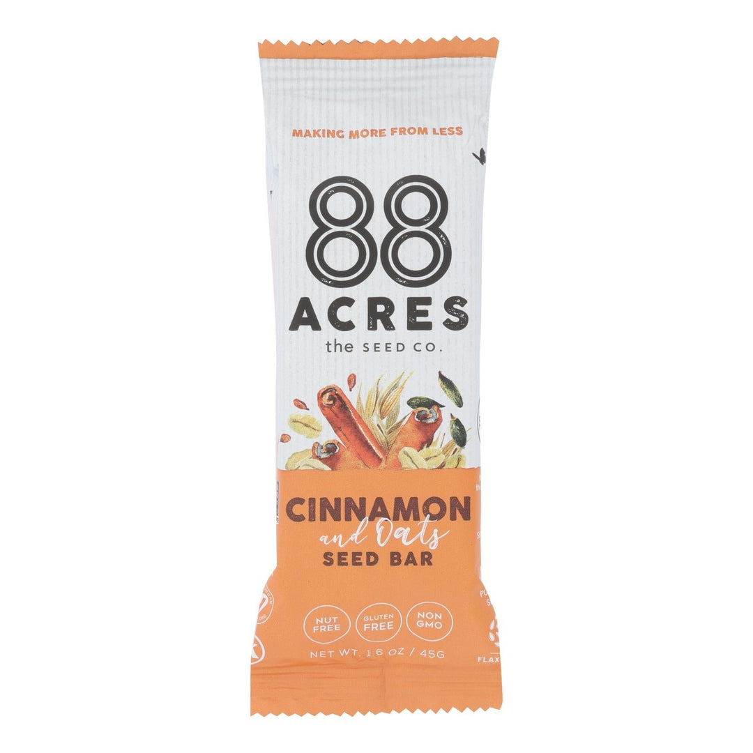 88 Acres - Seed Bars - Oats And Cinnamon - Case Of 9 - 1.6 Oz. - Maras Green