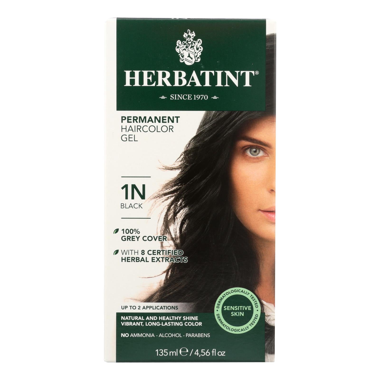 Herbatint Permanent Herbal Haircolour Gel 1n Black - 135 Ml - Maras Green