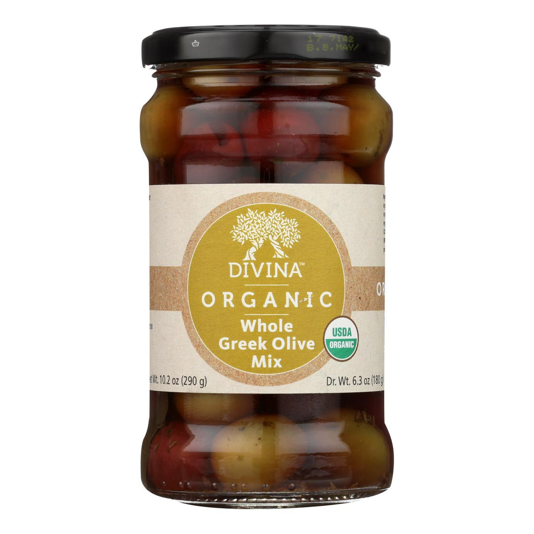 Divina - Organic Greek Mixed Olives - Case Of 6 - 6.35 Oz. - Maras Green