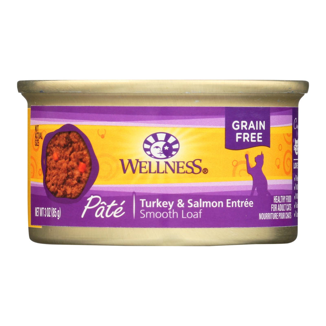 Wellness Pet Products Cat Food - Turkey And Salmon Recipe - Case Of 24 - 3 Oz. - Maras Green