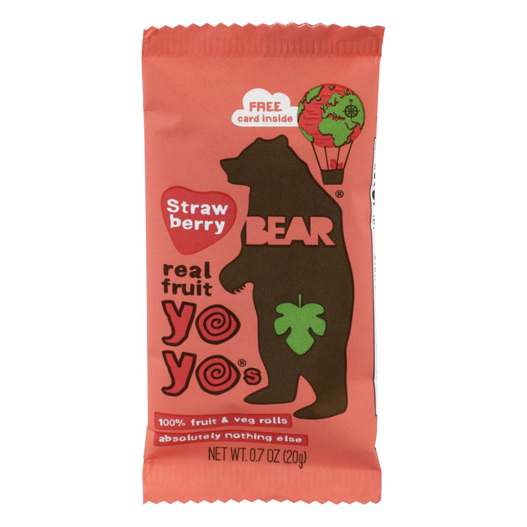 Bear Real Fruit Yoyos - Strawberry - Case Of 6 - 3.5 Oz. - Maras Green